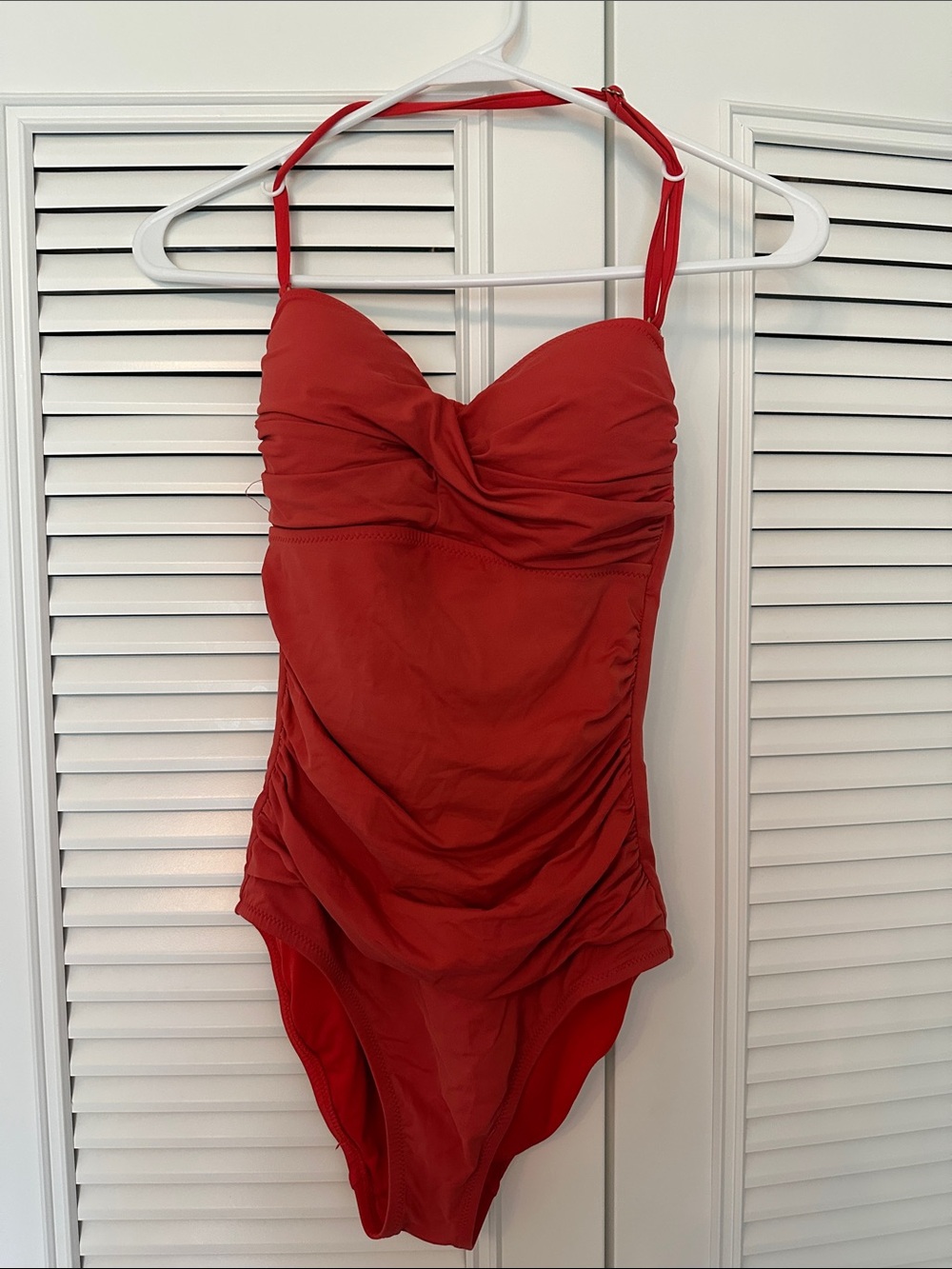 Loft Red Ruched One-Piece Swimsuit Size 6